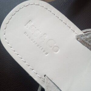 RAG & CO.,WHITE ON WHITE FLAT THONG SANDALS